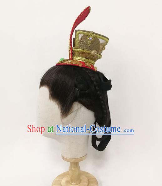 Chinese Traditional Beijing Opera Xiaosheng Hair Accessories Yue Opera Niche Headdress Opera Prince Red Hairdo Crown