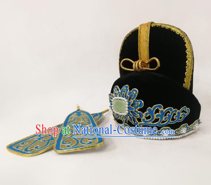 Chinese Traditional Beijing Opera Scholar Headwear Yue Opera Xiaosheng Headdress Opera Niche Pearls Hat