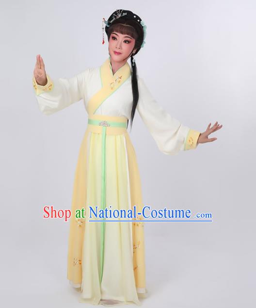 China Peking Opera Hua Tan Clothing Ancient Fairy Yellow Dress Huangmei Opera Actress Garment Costumes