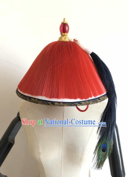 Chinese Qing Dynasty Imperial Bodyguard Hat Opera Royal Highness Headpiece Traditional Beijing Opera Soldier Headwear