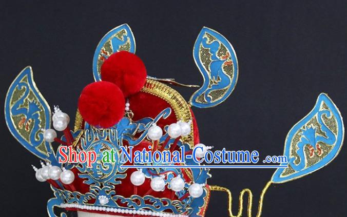 Chinese Traditional Beijing Opera Official Headwear Peking Opera Hell King Hat Opera Zhong Kui Helmet Headpiece