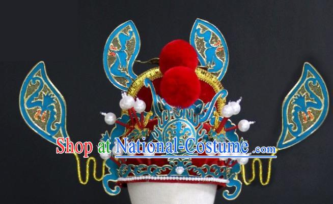 Chinese Traditional Beijing Opera Official Headwear Peking Opera Hell King Hat Opera Zhong Kui Helmet Headpiece