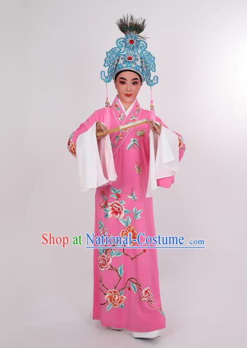 Chinese Opera Scholar Embroidered Rosy Robe Costume Beijing Opera Xiaosheng Uniforms Yue Opera Young Childe Clothing