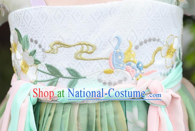 China Traditional Tang Dynasty Clothing Children Dance Green Hanfu Dress Ancient Girl Princess Fashion Costumes