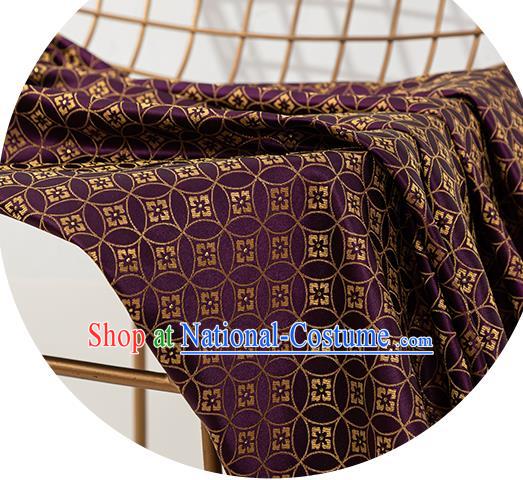 China Traditional Tang Suit Fabric Purple Copper Pattern Brocade Material Hanfu Silk Damask Jacquard Tapestry