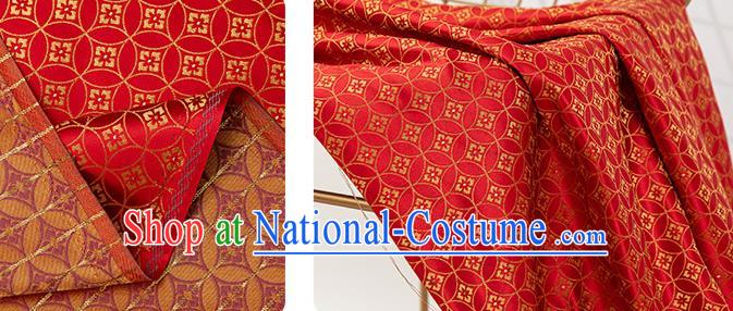 China Tang Suit Silk Damask Jacquard Tapestry Traditional Hanfu Fabric Red Copper Pattern Brocade Material