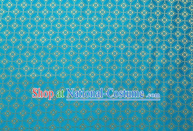 China Traditional Hanfu Satin Fabric Classical Copper Pattern Brocade Material Tang Suit Silk Damask Jacquard Blue Tapestry