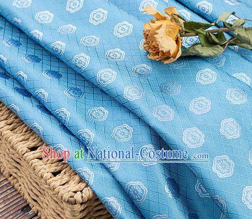 China Classical Plum Blossom Pattern Blue Brocade Fabric Tang Suit Silk Damask Jacquard Satin Tapestry Traditional Cheongsam Textile Material