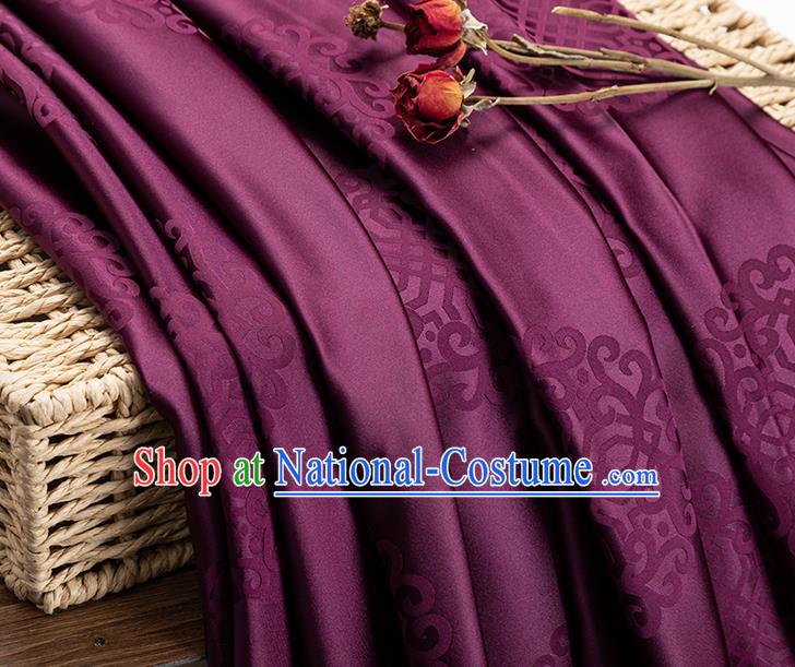 China Tang Suit Damask Jacquard Silk Tapestry Traditional Mongolian Robe Fabric Classical Lucky Pattern Purple Brocade