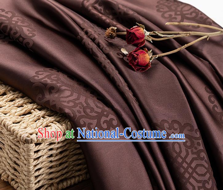 China Traditional Mongolian Robe Silk Fabric Classical Lucky Pattern Brown Brocade Tang Suit Damask Jacquard Tapestry