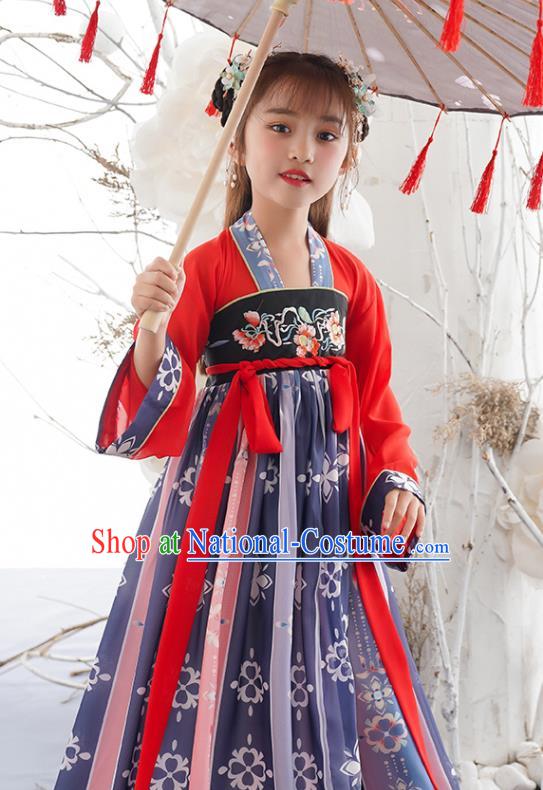 China Children Dance Hanfu Dress Ancient Girl Princess Fashion Costumes Traditional Tang Dynasty Clothing