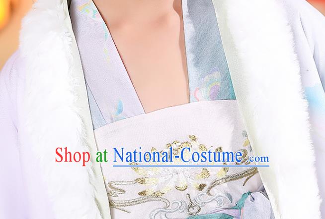 China Traditional Winter Kid Green Hanfu Dress Tang Dynasty Children Princess Clothing Girl Stage Show Costumes