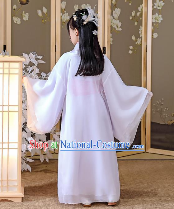 China Jin Dynasty Princess Clothing Ancient Children Fairy Costumes Traditional Girl Stage Show White Hanfu Dress