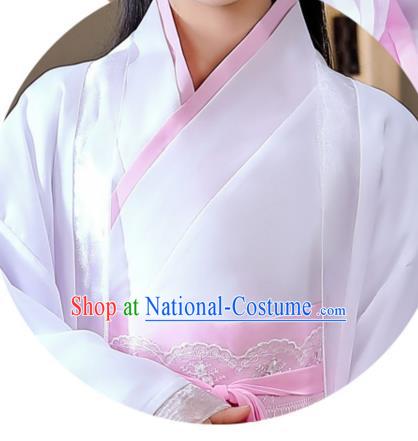 China Jin Dynasty Princess Clothing Ancient Children Fairy Costumes Traditional Girl Stage Show White Hanfu Dress