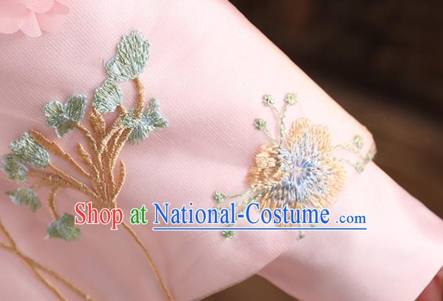 China Traditional New Year Pink Hanfu Dress Ming Dynasty Girl Clothing Children Stage Show Tang Suits