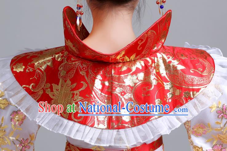 China Traditional Stage Show Girl White Hanfu Dress Tang Dynasty Children Clothing Ancient Imperial Consort Costumes