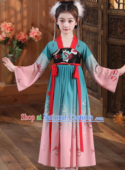 China Song Dynasty Girl Princess Clothing Children Stage Show Winter Costumes Traditional Court Kid Hanfu Dress