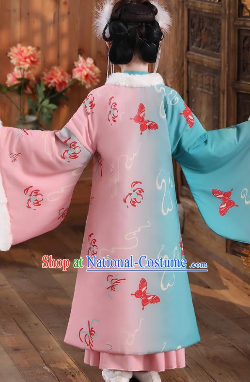 China Song Dynasty Girl Princess Clothing Children Stage Show Winter Costumes Traditional Court Kid Hanfu Dress