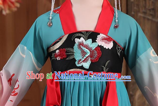 China Song Dynasty Girl Princess Clothing Children Stage Show Winter Costumes Traditional Court Kid Hanfu Dress