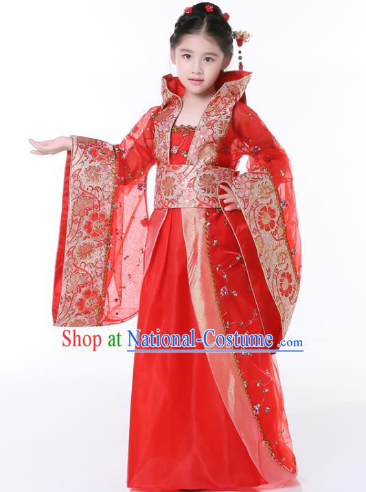 China Tang Dynasty Princess Clothing Ancient Imperial Consort Garment Costume Traditional Girl Performance Red Hanfu Dress