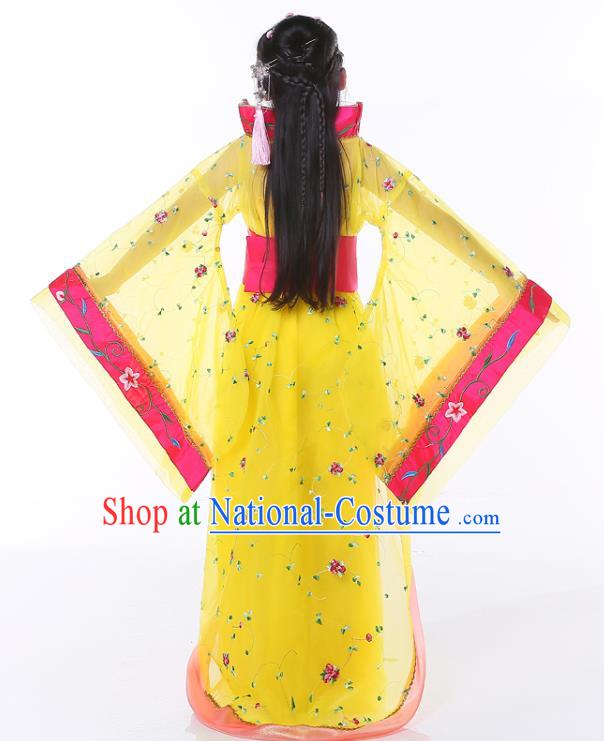 China Traditional Children Yellow Hanfu Dress Tang Dynasty Imperial Consort Clothing Ancient Girl Fairy Garment Costume