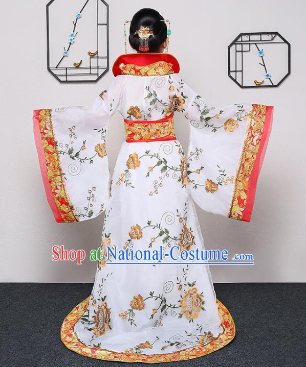 China Traditional Court Dance White Hanfu Dress Tang Dynasty Girl Princess Clothing Ancient Children Garment Costume