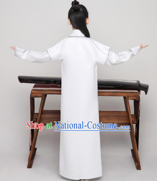 Chinese Ancient Boys Swordsman White Uniforms Tang Dynasty Kid Prince Clothing Traditional Stage Performance Costume