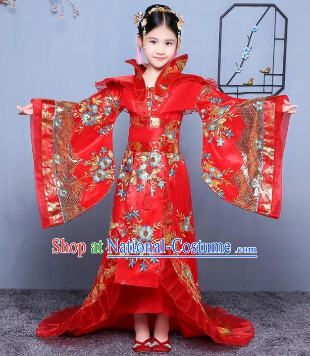 China Ancient Imperial Consort Garment Costume Traditional Girl Performance Red Hanfu Dress Tang Dynasty Princess Clothing