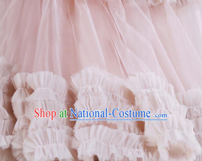 Professional Flower Girl Garment Stage Show Fashion Clothing Catwalks Pink Evening Dress Children Compere Formal Costume