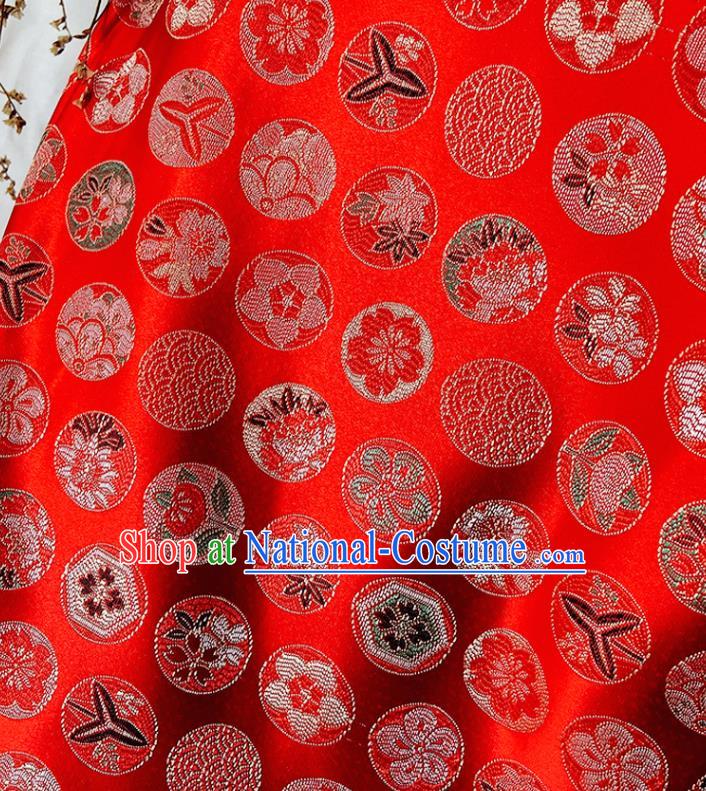 China Traditional Hanfu Silk Fabric Wedding Dress Red Brocade Tang Suit Damask Classical Pattern Satin Tapestry