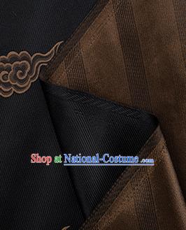 China Black Brocade Tang Suit Satin Damask Jacquard Cloud Pattern Tapestry Traditional Mongolian Robe Silk Fabric