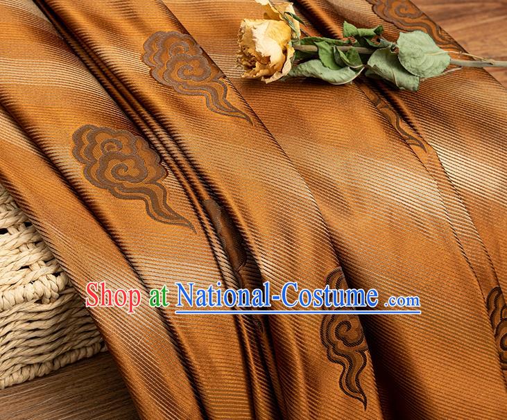 China Traditional Mongolian Robe Silk Fabric Brown Brocade Tang Suit Satin Damask Jacquard Cloud Pattern Tapestry