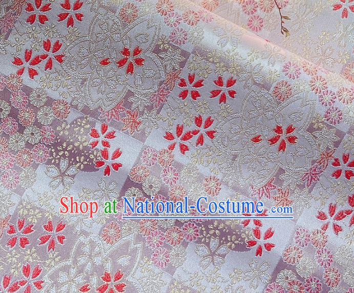 Japanese Traditional Sakura Pattern Pink Satin Drapery Asian Kimono Tapestry Fabric Nishijin Brocade