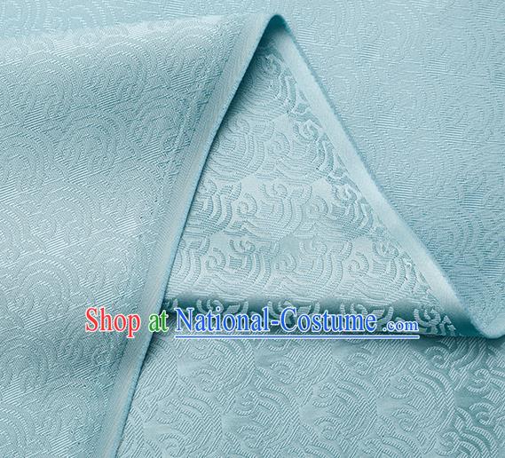 China Traditional Hanfu Dress Silk Fabric Light Blue Brocade Tang Suit Damask Classical Propitious Cloud Pattern Tapestry