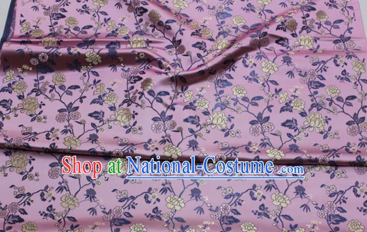 China Jacquard Brocade Mongolian Robe Pink Satin Damask Classical Flowers Pattern Tapestry Traditional Cheongsam Silk Fabric