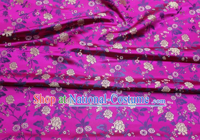 China Classical Flowers Pattern Tapestry Traditional Cheongsam Silk Fabric Jacquard Brocade Mongolian Robe Rosy Satin Damask