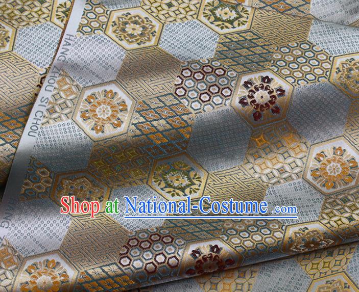 Japanese Nishijin Brocade Asian Traditional Septaria Pattern Satin Drapery Kimono Tapestry Fabric