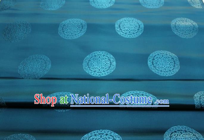 China Traditional Silk Fabric Jacquard Blue Brocade Mongolian Robe Satin Damask Classical Lucky Pattern Tapestry Material