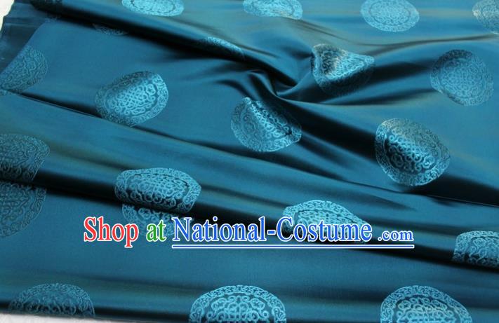 China Traditional Silk Fabric Jacquard Blue Brocade Mongolian Robe Satin Damask Classical Lucky Pattern Tapestry Material