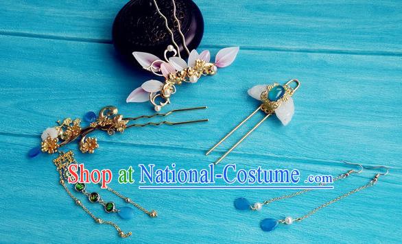 Chinese Jin Dynasty Queen Jade Hairpin Traditional Hanfu Hair Accessories Ancient Princess Tassel Hair Stick