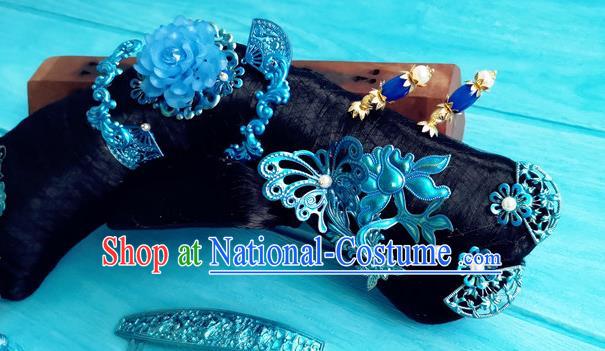 China Traditional Qing Dynasty Queen Wigs and Hairpins Ancient Empress Hair Crown Drama Story of Yanxi Palace Headpieces