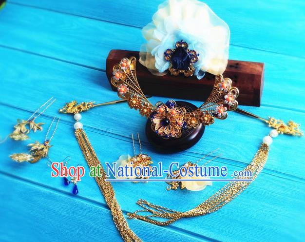 China Film Once Upon a Time Headpieces Traditional Han Dynasty Queen Hair Crown and Hairpins Ancient Goddess Hair Accessories