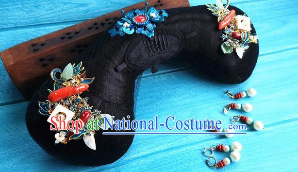 China Traditional Qing Dynasty Manchu Woman Wigs and Hairpins Ancient Imperial Consort Hairpieces Drama Story of Yanxi Palace Wei Yingluo Headdress