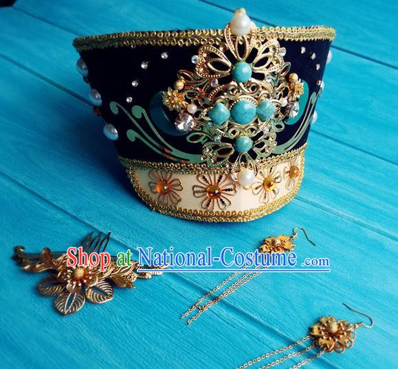 China Traditional Qing Dynasty Empress Hair Crown Ancient Queen Hat Drama Ruyi Royal Love in the Palace Headdress