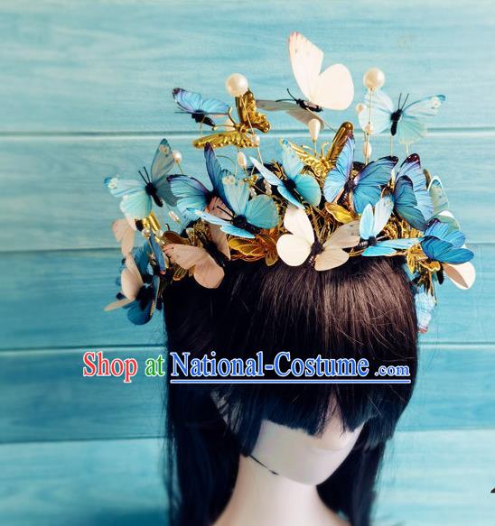 China Traditional Hanfu Butterfly Hair Crown Ancient Noble Infanta Hair Accessories Drama Shangyang Fu Princess Wang Xuan Zhang Ziyi Headdress