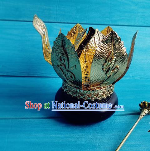 China Traditional Tang Dynasty Empress Golden Lotus Hair Crown Ancient Imperial Consort Hairpin Drama The Longest Day in Chang An Yan Yuhuan Headpieces