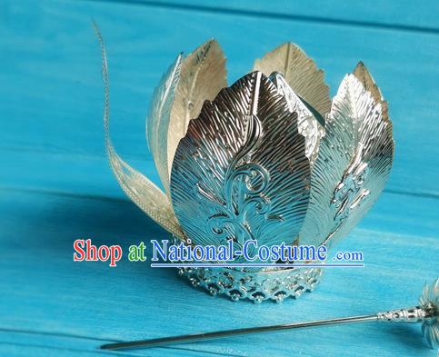 China Traditional Tang Dynasty Empress Golden Lotus Hair Crown Ancient Imperial Consort Hairpin Drama The Longest Day in Chang An Yan Yuhuan Headpieces