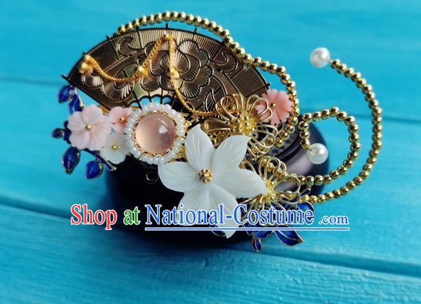 Chinese Traditional Hair Accessories Qing Dynasty Court Lady Hair Stick Ancient Princess Shell Flower Hairpin