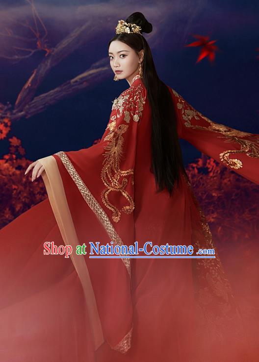 China Traditional Wedding Garments Tang Dynasty Court Bride Historical Clothing Ancient Princess Red Hanfu Dress