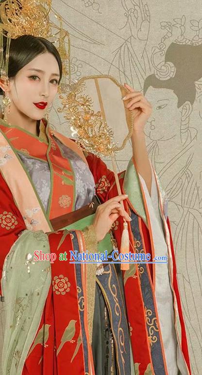 China Traditional Court Hanfu Garments Han Dynasty Imperial Consort Historical Clothing Ancient Empress Red Dress